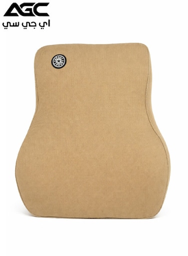 وسادة دعم قطني مريحة من الإسفنج الذكي (Memory Foam) من AGC — مخصصة لمقاعد السيارات وكراسي المكتب، للمساعدة في تخفيف آلام الظهر — الأبعاد: 46 × 38 × 14 سم — اللون: بيج