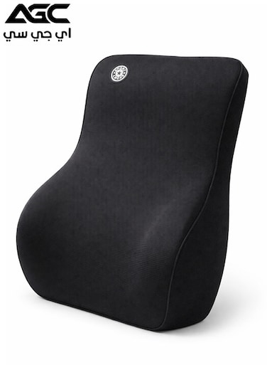 وسادة دعم قطني مريحة من الإسفنج الذكي (Memory Foam) من AGC — مخصصة لمقاعد السيارات وكراسي المكتب، للمساعدة في تخفيف آلام الظهر — الأبعاد: 46 × 38 × 14 سم — اللون: أسود