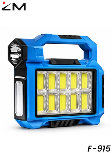 ZM F-915 مصباح عمل LED قابل لإعادة الشحن، فانوس تخييم يعمل بالطاقة الشمسية، مزود ببنك طاقة USB ومقاوم للماء - 30 واط (إضاءة عالية الأداء)