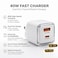 شاحن حائطي DENX DX230 ثنائي المنافذ (40 واط) - منفذ USB-C بتقنية PD20W ومنفذ USB-A بتقنية QC18W - تصميم مدمج وآمن - قابس ثلاثي (UK) - لون أبيض - شحن سريع