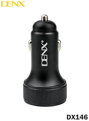 شاحن سيارة DENNX DX146 بقوة 48 واط - منفذ مزدوج (USB-C + USB) للشحن السريع - تصميم آمن ومدمج لجميع الأجهزة