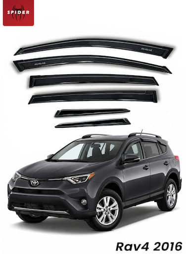 طقم واقيات نوافذ وحواجز مطر ورياح لسيارة تويوتا RAV4 موديل 2016 - 6 قطع