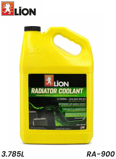 LION RA-900 سائل تبريد للمشعاع (الرادياتير) - سعة 3.785 لتر - تركيبة HOAT طويلة الأمد - حماية ضد الصدأ - لون أخضر - جاهز للاستخدام