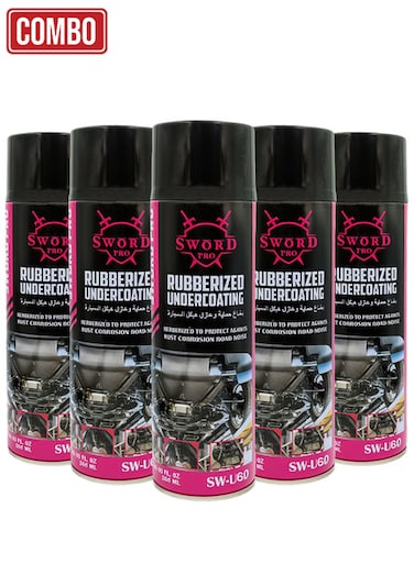 Sword Pro - طقم مكون من 5 قطع: بخاخ طلاء سفلي مطاطي SW-UG0 (500 مل) - طبقة للحماية من الصدأ وتقليل الضوضاء