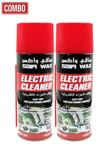 مجموعة Safi Wax (قطعتان) - منظف كهربائي SFW-101 سعة 450 مل - بخاخ منظف نقاط التلامس سريع الجفاف للاستخدام مع الأجهزة الإلكترونية