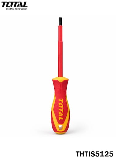 TOTAL THTIS5125 1000V VDE Insulated Slotted Screwdriver, Ergonomic Grip, Precision Tip Electric Tool
