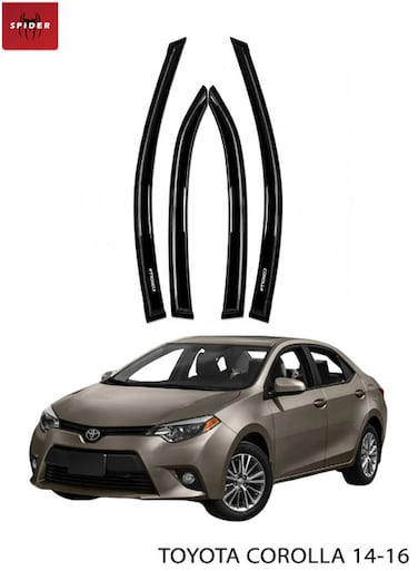 SPIDER Toyota Corolla 2014-2016 Window Visor Rain Guards Vent Shades Smoke Black 4PCS Door Deflectors ERPC10067