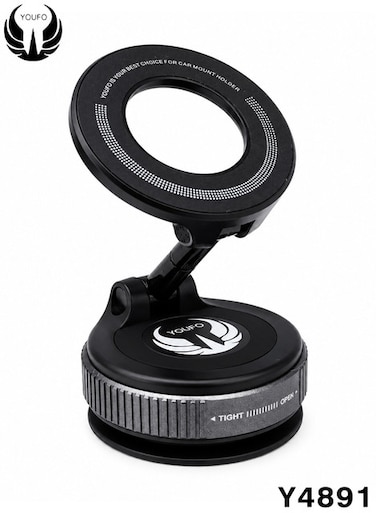 YOUFO Y4891 MagSafe Phone Holder Vacuum Suction Mount 360&deg; Rotation Strong Magnetic Car Stand ERPCY4891