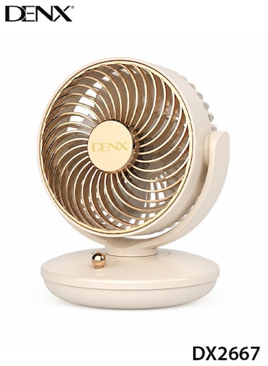 DENX DX2667 USB Rechargeable Air Circulator Fan, 3 Speeds, Quiet Portable Desk Fan Beige ERPCDX2667