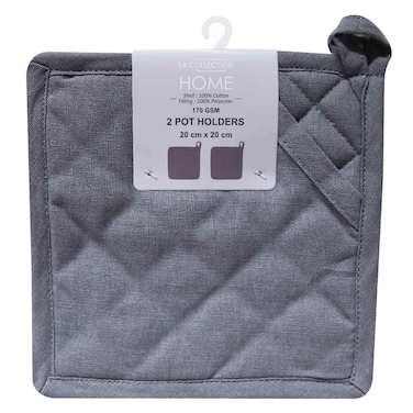 La Collection Home - Pot Holder Pack of 2, Dark Grey, 20 X 20 cm