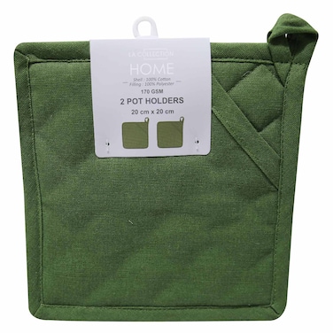 La Collection Home - Pot Holder Pack of 2, Dark Green, 20 X 20 cm