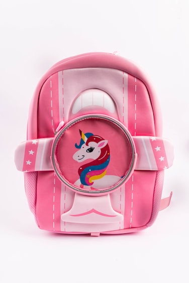 Cocobee Aeroplane Style Unicorn Printed Backpack for Girls &ndash; Pink