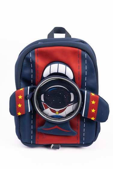 Cocobee Aeroplane-Style Astronaut Print Backpack for Boys &ndash; Navy Blue 14 inches