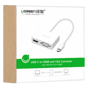 Ugreen Type-C To HDMI And VGA Video Converter Adapter 15cm White