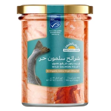 Natureland Organic Wild Salmon Fillet In Extra Virgin Olive Oil 195g