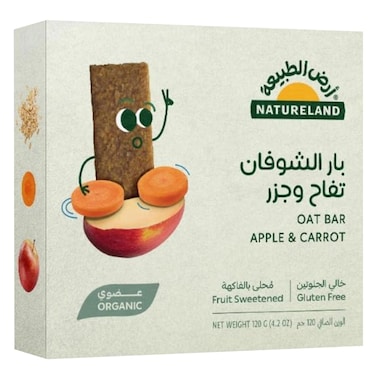 Natureland Organic Apple And Carrot Oat Bar 20g x Pack of 6