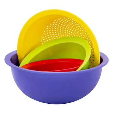 هلال طقم انواني بلاستيك + مصفاة