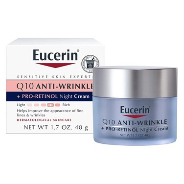 Eucerin Q10 Anti-Wrinkle Night Cream + Pro-Retinol, Facial Cream for Sensitive Skin