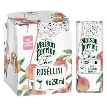 Maison Perrier Chic Rosellini Sparkling Water 250 ml Can, Pack of 4