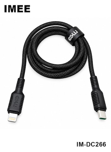 كابل IMEE IM-DC266 من USB-C إلى Lightning، يدعم الشحن السريع بقدرة 35 واط، بطول 1.2 متر، ومصنوع من النايلون المجدول - مخصص لهواتف آيفون