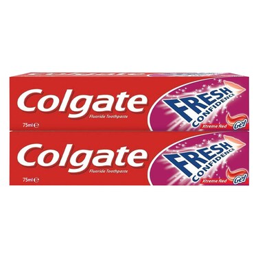 Colgate Fresh Confidence Xtreme Red Gel Toothpaste 75ml x Pack of 2