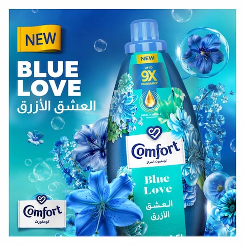 Comfort Concentrated Fabric Softener,  Blue Love, 1.5L