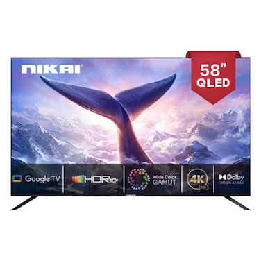 نيكاي تلفزيون ذكي 58 بوصة QLED بدقة 4K ألترا HD بنظام جوجل تي في، 60 هرتز، دولبي فيجن وأتموس، HDR10+، تحكم صوتي، أسود - NPROG60QLED