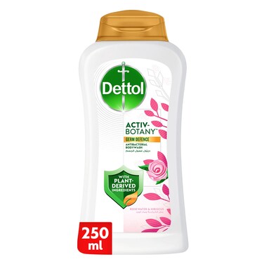 Dettol Activ-Botany Shower Gel &amp; Body Wash, Rosewater &amp; Hibiscus Scent, 250ml