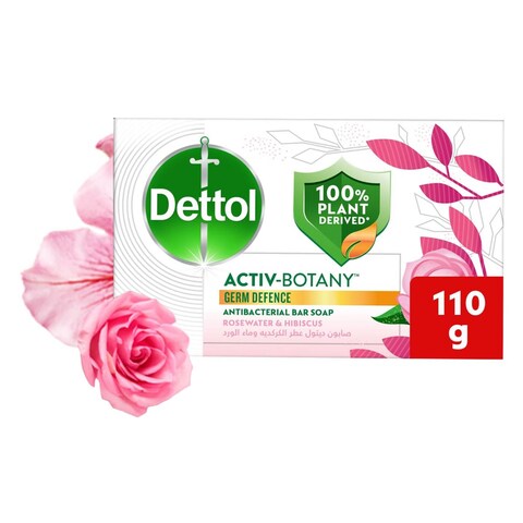 Dettol Activ-Botany Rosewater And Hibiscus Antibacterial Bar Soap 110g x Pack of 3