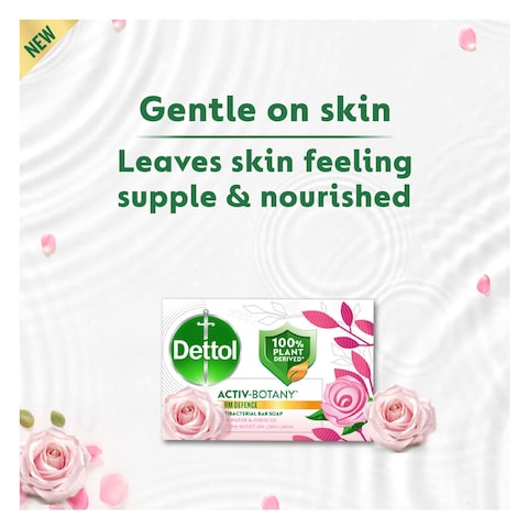 Dettol Activ-Botany Rosewater And Hibiscus Antibacterial Bar Soap 110g x Pack of 3
