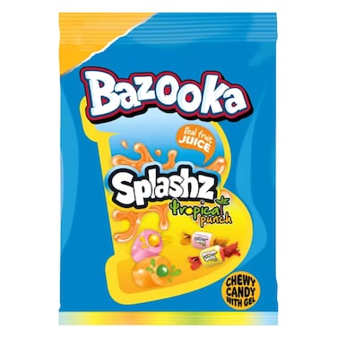 Bazooka Splashz Tropical Punch Chewy Candy 120g