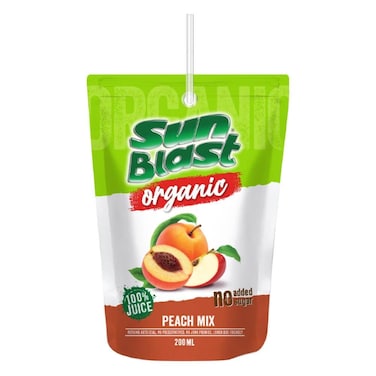 Sunblast Organic Mixed Peach Juice - No Added Sugar &ndash; 200ml