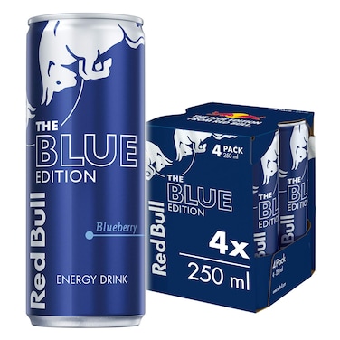 Red Bull The Blue Edition, Blueberry Flavoured Energy Drink 250ml x4