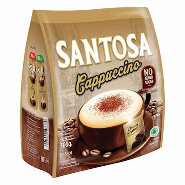 Santosa Cappuccino Instant Coffee, No Added Sugar, 15g x20 Sachets