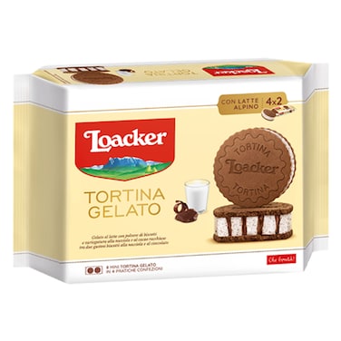 لوكر تورتيينا، ايس كريم بالحليب مزين بكريمة البندق والكاكاو بين طبقتين من البسكويت 264 جرام