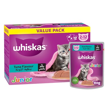 Whiskas Junior Tuna, Wet Kitten Food, Pack of 12x80g