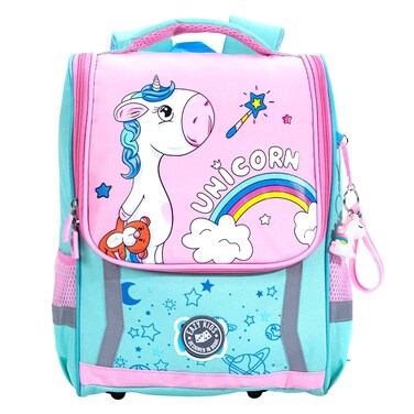 إيزي كيدز، حقيبة مدرسية، بطبعة يونيكورن، أخضر + وردي، 15 بوصة