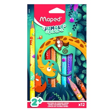 مابد جانجل فيفر مجموعة أقلام تلوين خشبية جامبو × 12