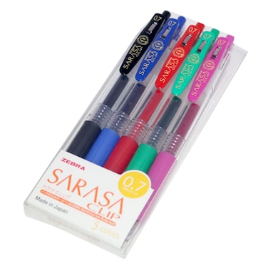 Zebra Sarasa-Clip Gel Pen 0.7m X5 Colors, Made in Japan