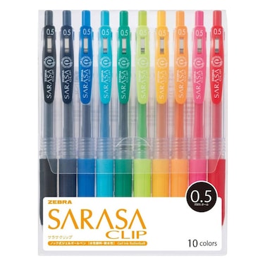 Zebra Saclip Gel Pen 0.5m X10 Color