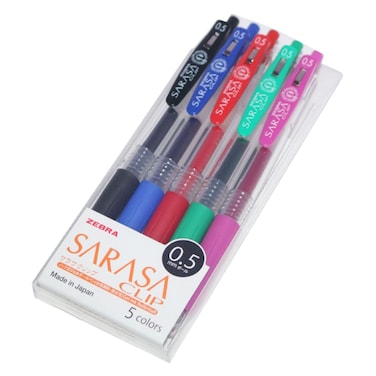 Zebra Saclip Gel Pen 0.5m X5 Color