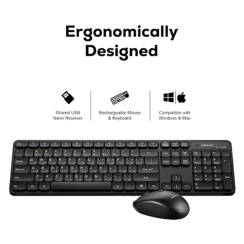 VolkanoX - Garnet Series Dual Mode Rechargeable Keyboard &amp; Mouse Combo (VKX-20008-BK)