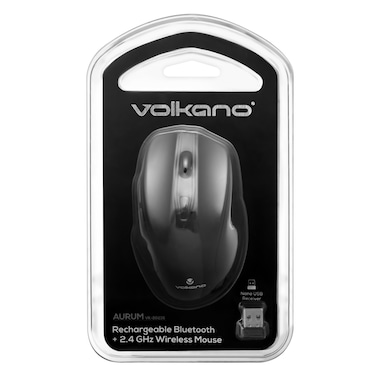 فولكانو - ماوس أسود قابل لإعادة الشحن بلوتوث 2.4 جيجاهرتز من سلسلة أوروم (VK-20235-BK)