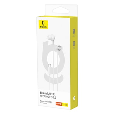 باسوس - سماعة رأس سلكية Encok CZ11 Type-C، سماعة أذن داخل الأذن بمنفذ USB-C مع ميكروفون - أبيض