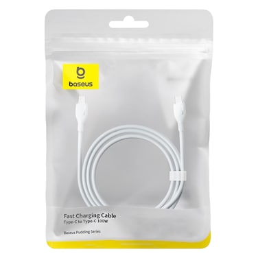 Baseus Pudding Series USB-C To USB-C Data Sync And Charging Cable 100W 1.2m White