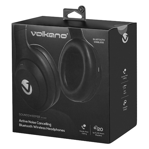 Volkano Soundsweeper Active Noise Cancellation Headphones, Black