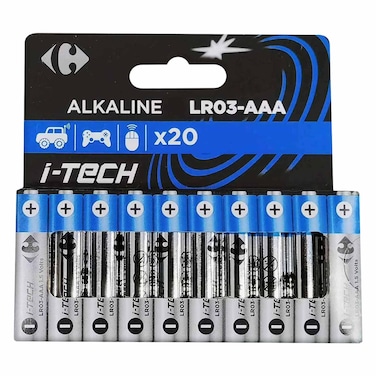 Carrefour I-Tech LR03-AAA Alkaline Battery Silver Set of 20