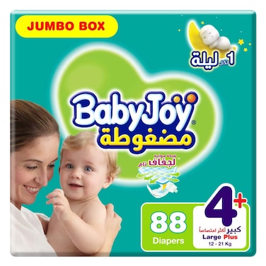 Babyjoy Large (4 Plus) Extra Absorbant Diapers Jumbo Box X88