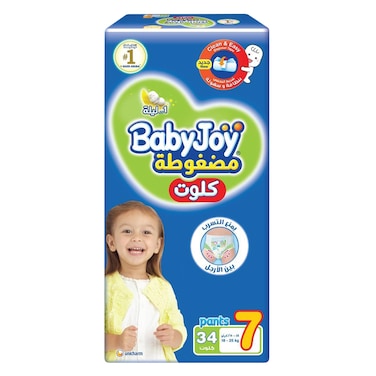 بيبي جوي حفاضات كلوت العبوة الميجا، 3XL، 34 قطعة