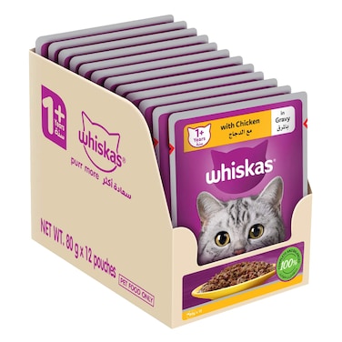 Whiskas Chicken Wet Cat Food, 80G (Pack of 12)